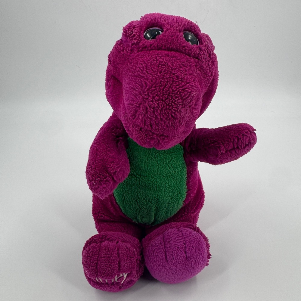 Barney Plush Toy Kids Unisex Purple Green Vintage Embroidered Foot Logo Soft